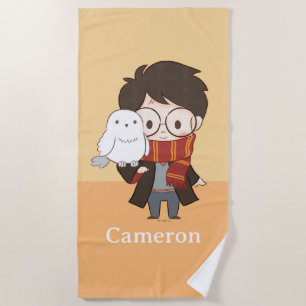 Chibi HARRY POTTER™ & Hedwig Beach Towel