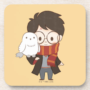 Chibi HARRY POTTER™ & Hedwig Beverage Coaster