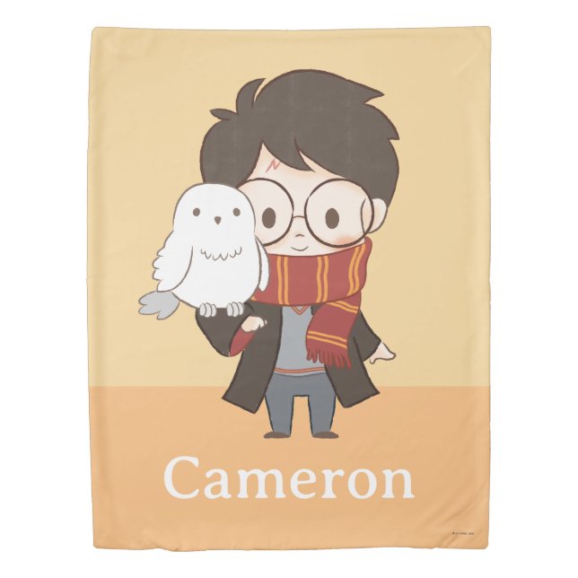 Chibi HARRY POTTER™ & Hedwig Duvet Cover (Front)