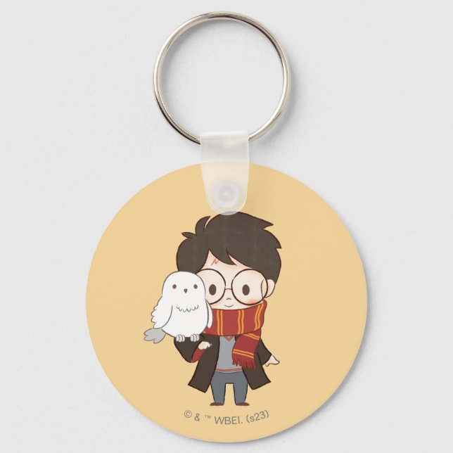Chibi HARRY POTTER™ & Hedwig Keychain (Front)