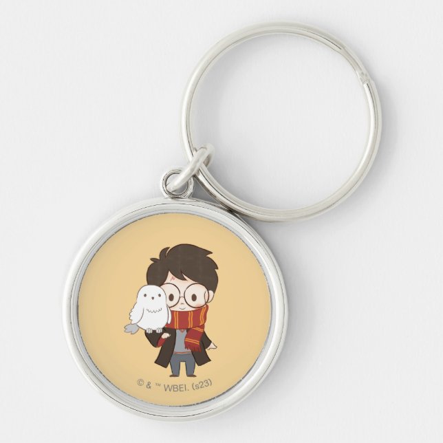 Chibi HARRY POTTER™ & Hedwig Keychain (Front)