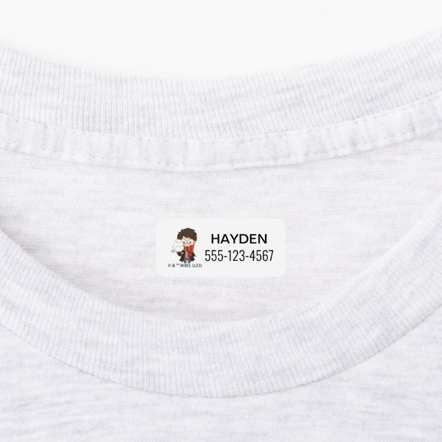 Chibi HARRY POTTER™ & Hedwig Kids' Labels (Affixed)