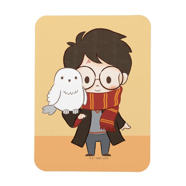 Chibi HARRY POTTER™ & Hedwig Magnet (Vertical)