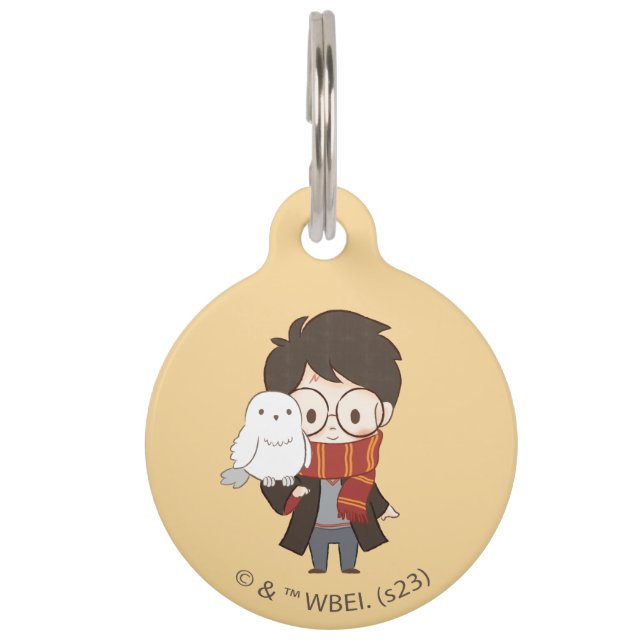 Chibi HARRY POTTER™ & Hedwig Pet ID Tag (Front)