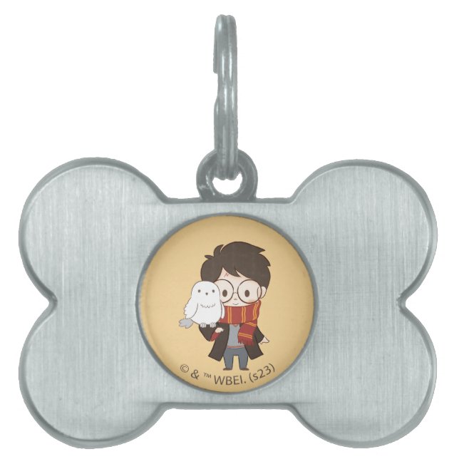 Chibi HARRY POTTER™ & Hedwig Pet ID Tag (Front)