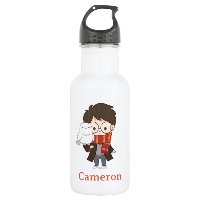 Chibi HARRY POTTER™ & Hedwig Stainless Steel Water Bottle (Front)