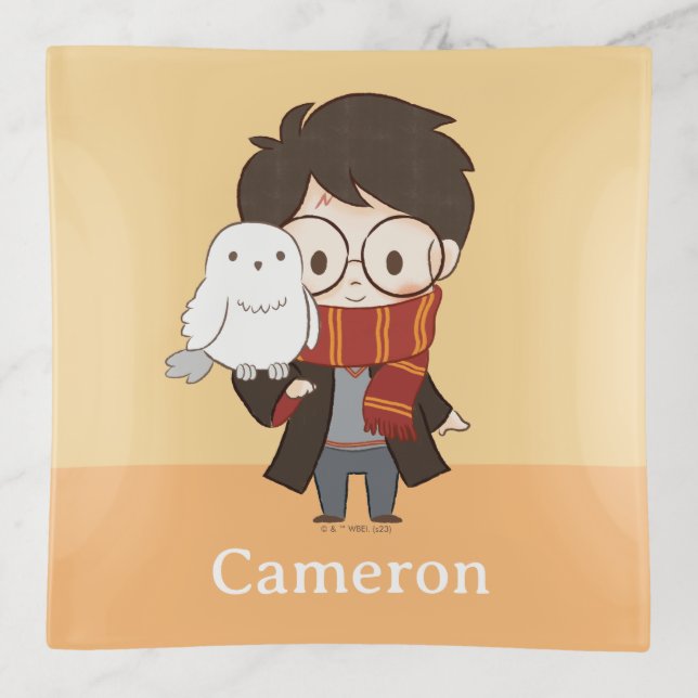Chibi HARRY POTTER™ & Hedwig Trinket Tray (Front)