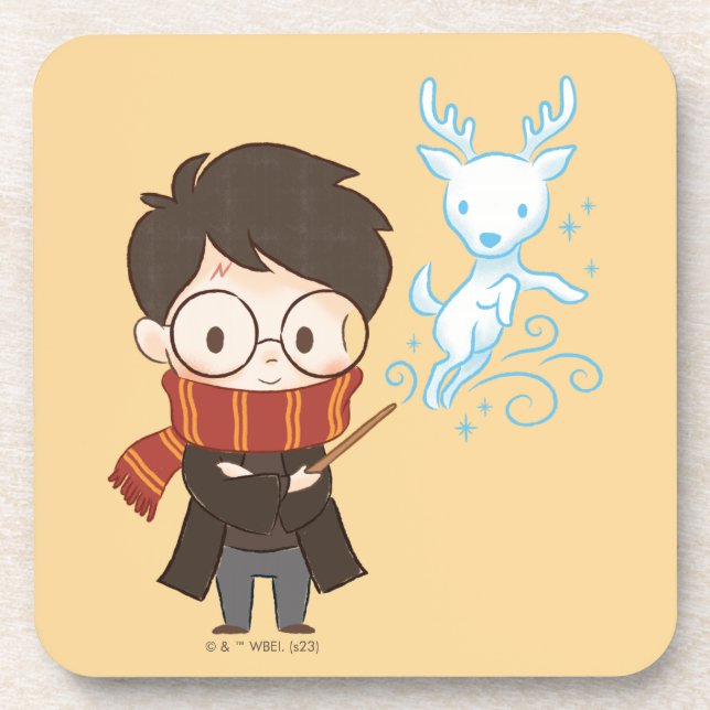 Chibi HARRY POTTER™ Patronus Beverage Coaster (Front)