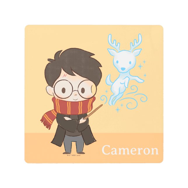 Chibi HARRY POTTER™ Patronus Metal Print (Front)