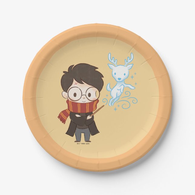 Chibi HARRY POTTER™ Patronus Paper Plates (Front)