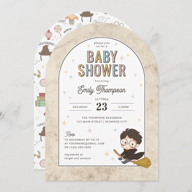 Chibi Harry Potter Wizard Baby Shower Invitation (Front/Back)