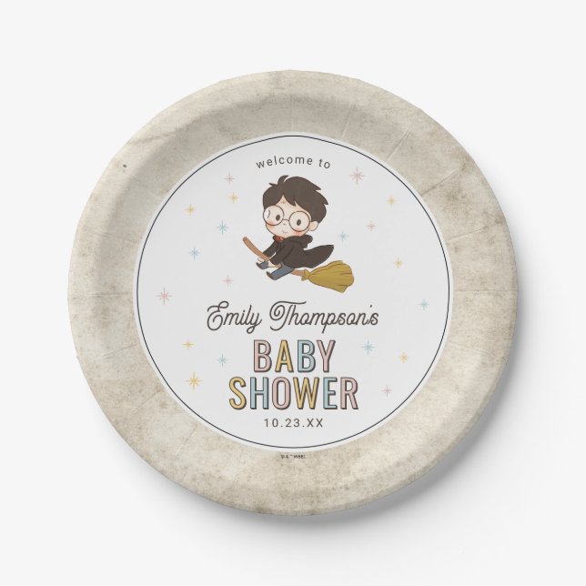 Chibi Harry Potter Wizard Baby Shower Paper Plates (Front)
