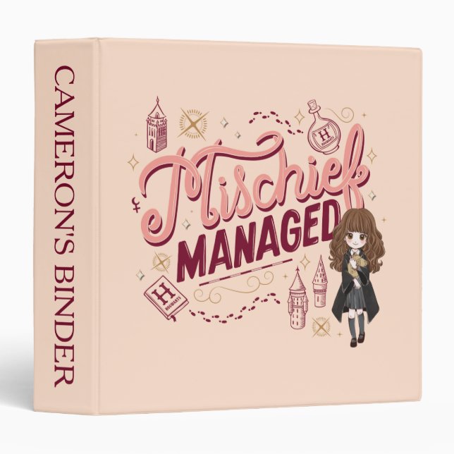 Chibi Hermione "Mischief Managed" 3 Ring Binder (Front/Spine)