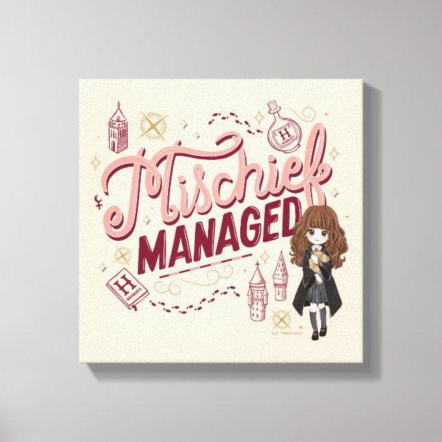 Chibi Hermione "Mischief Managed" Canvas Print (Front)