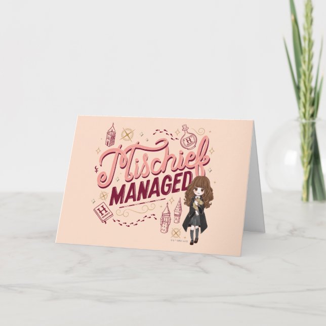 Chibi Hermione "Mischief Managed" Card (Front)