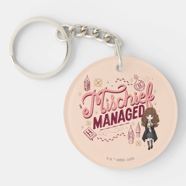 Chibi Hermione "Mischief Managed" Keychain (Front)