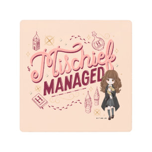 Chibi Hermione "Mischief Managed" Metal Print
