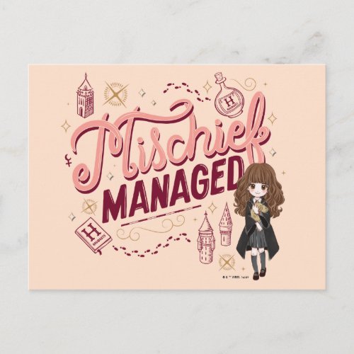 Chibi Hermione Mischief Managed Postcard