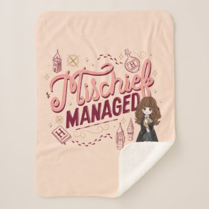 Chibi Hermione "Mischief Managed" Sherpa Blanket
