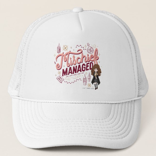 Chibi Hermione "Mischief Managed" Trucker Hat (Front)