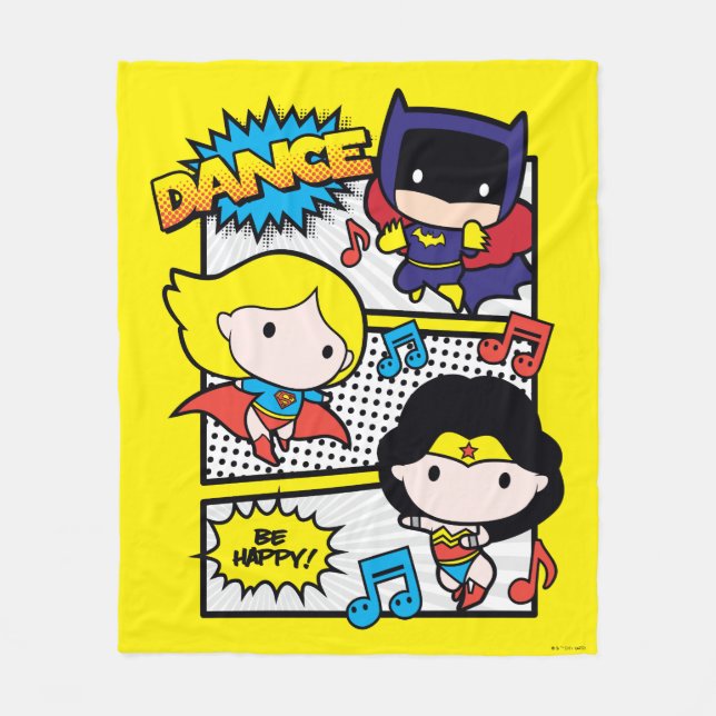 Chibi Heroes Dancing Fleece Blanket (Front)