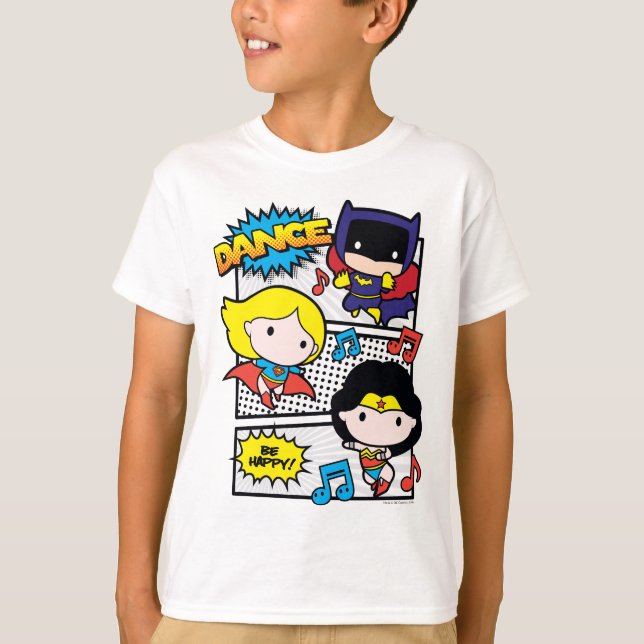 Chibi Heroes Dancing T-Shirt (Front)