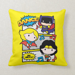 Chibi Heroes Dancing Throw Pillow