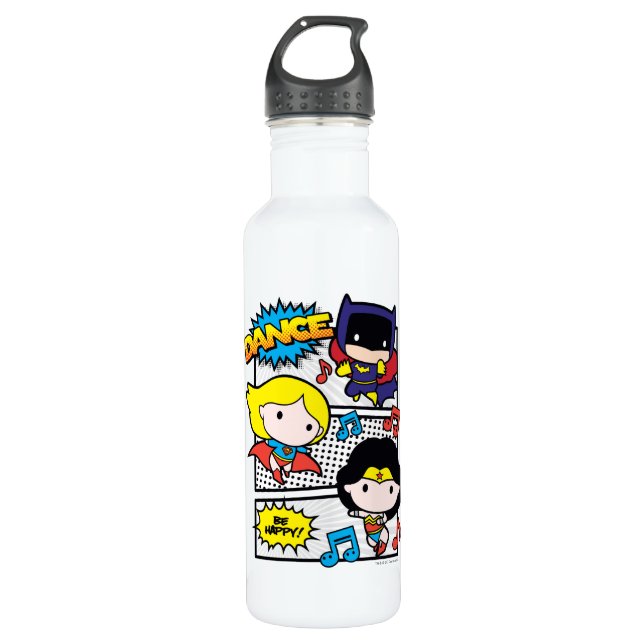 Chibi Heroes Dancing Water Bottle (Front)