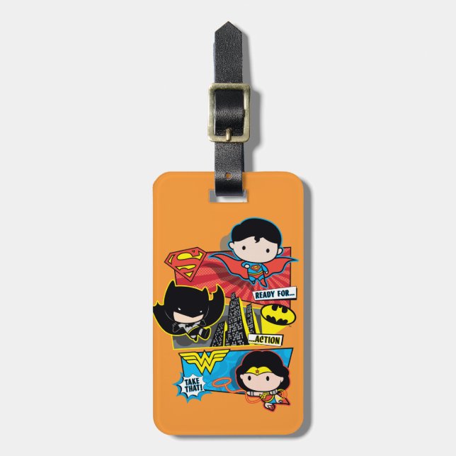 Chibi Heroes Ready For Action! Luggage Tag (Front Vertical)
