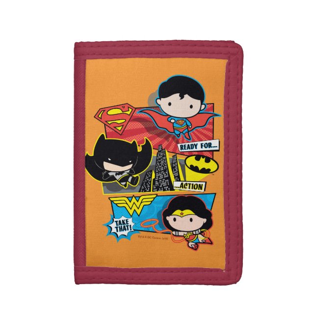 Chibi Heroes Ready For Action! Tri-fold Wallet (Front Vertical)