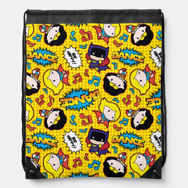 Chibi Heroine Dance Pattern Drawstring Bag (Front)