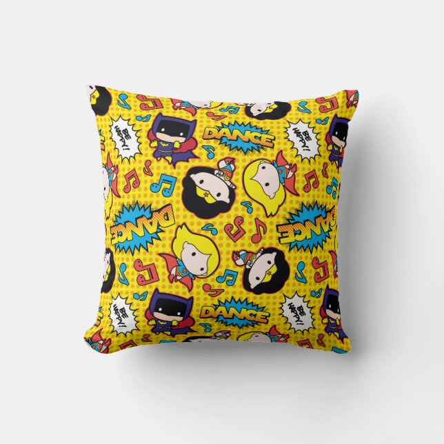 Chibi Heroine Dance Pattern Throw Pillow (Front)