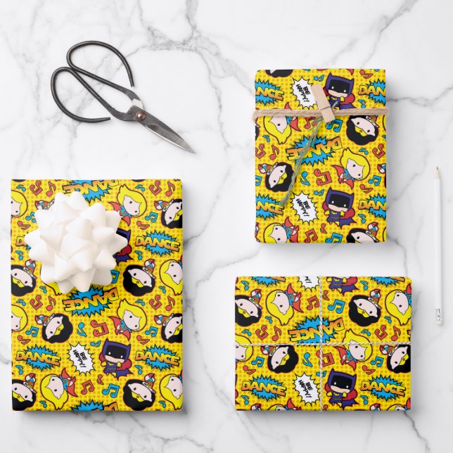 Chibi Heroine Dance Pattern Wrapping Paper Sheets (Front)