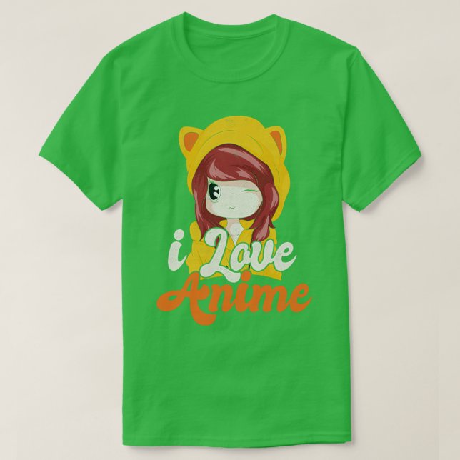 Chibi I Love Anime T-Shirt (Design Front)