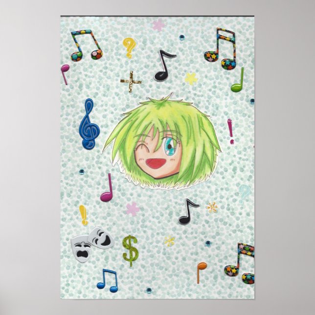 Chibi Izumi w/collage background Poster (Front)
