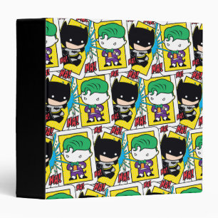 Chibi Joker and Batman Playing Card Pattern 3 Ring Binder