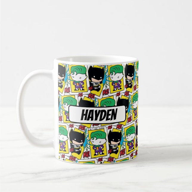 Chibi Joker and Batman Playing Card Pattern Coffee Mug (Left)