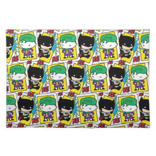 Chibi Joker and Batman Playing Card Pattern Placemat