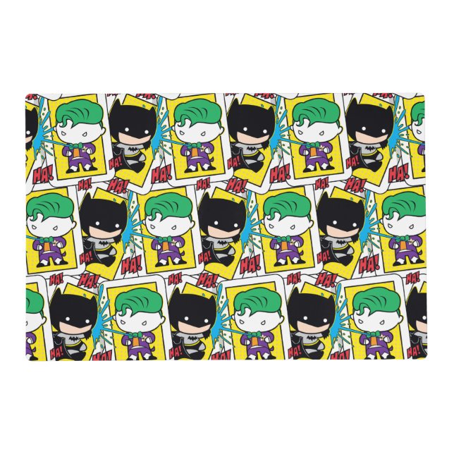 Chibi Joker and Batman Playing Card Pattern Placemat (Front)
