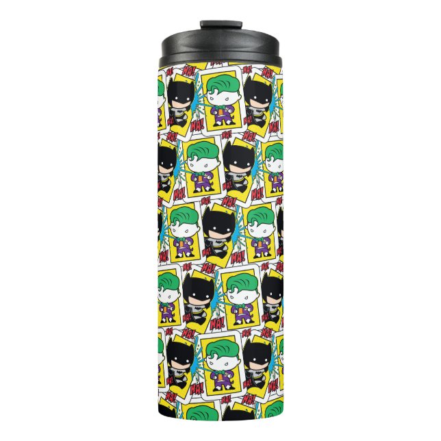 Chibi Joker and Batman Playing Card Pattern Thermal Tumbler (Front)