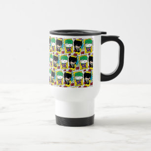 Chibi Joker and Batman Playing Card Pattern Travel Mug
