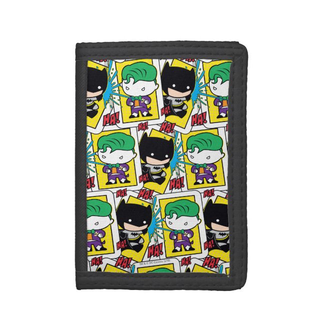 Chibi Joker and Batman Playing Card Pattern Tri-fold Wallet (Front Vertical)