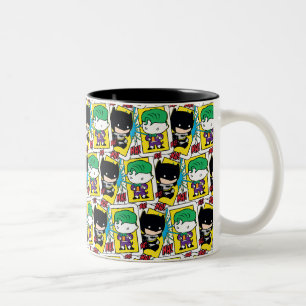 Chibi Joker and Batman Playing Card Pattern Two-Tone Coffee Mug