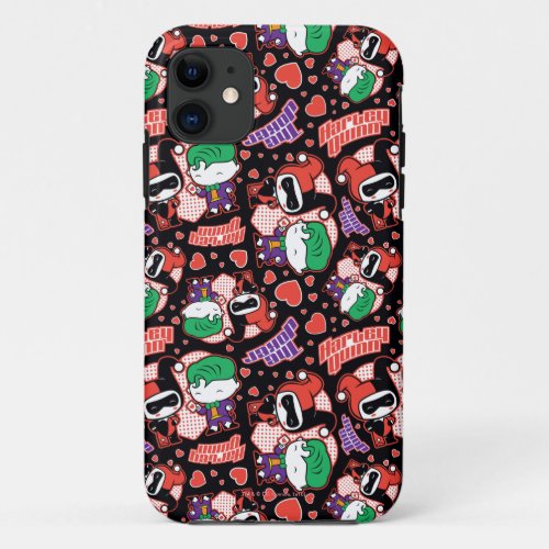 Chibi Joker and Harley Heart Pattern iPhone 11 Case