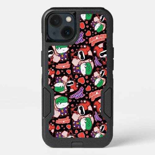 Chibi Joker and Harley Heart Pattern iPhone 13 Case
