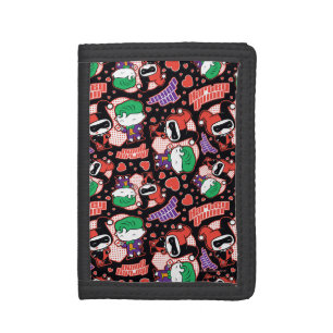 Chibi Joker and Harley Heart Pattern Trifold Wallet