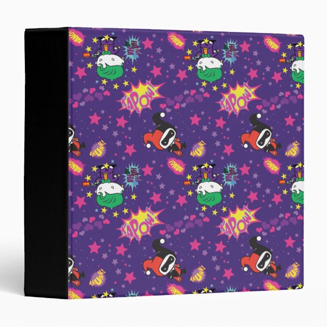 Chibi Joker and Harley Pattern 3 Ring Binder (Front/Spine)