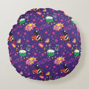 Chibi Joker and Harley Pattern Round Pillow