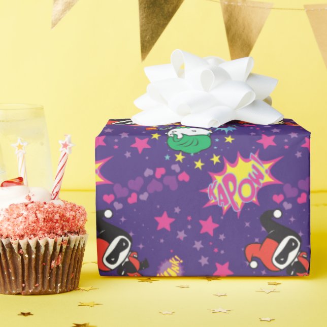 Chibi Joker and Harley Pattern Wrapping Paper (Birthday Party)