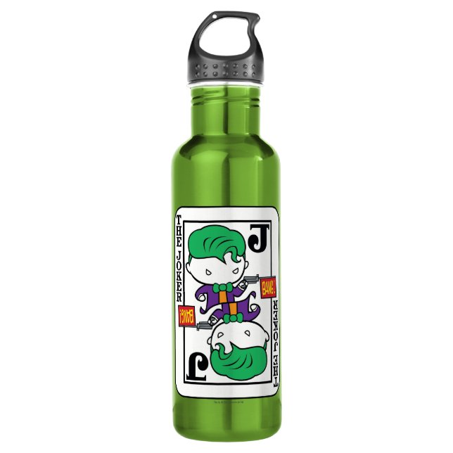 Chibi Joker Playing Card Stainless Steel Water Bottle (Front)